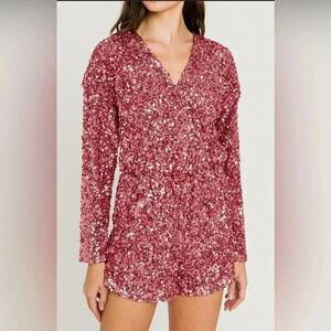ENGLISH ROSE SEQUIN WRAP ROMPER SIZE MEDIUM